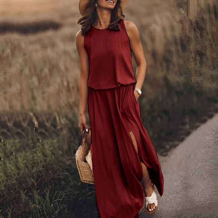 Amelia | Casual Sleeveless Split Maxi Dress