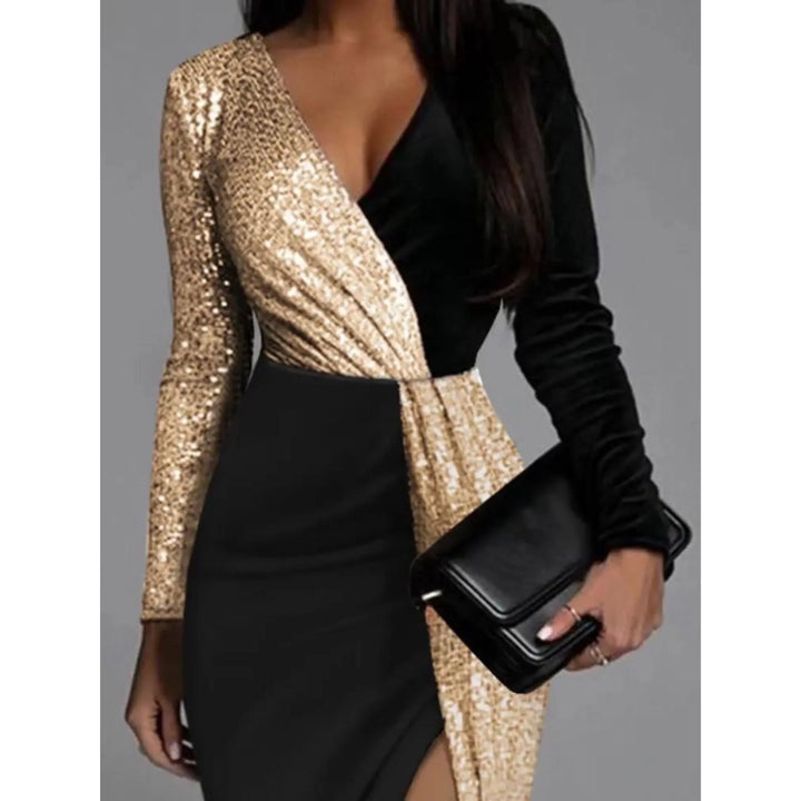 Victoria | Prom Sequin Wrap Evening Midi Dress