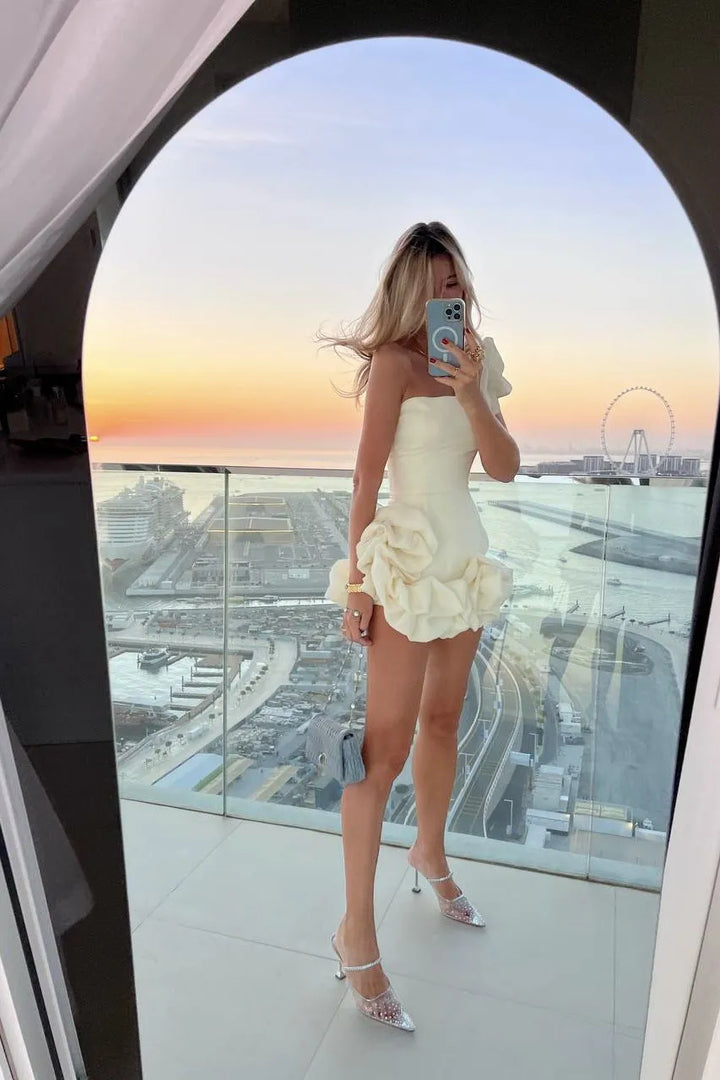 Georgia | Strapless Ruffle Hem Mini Dress