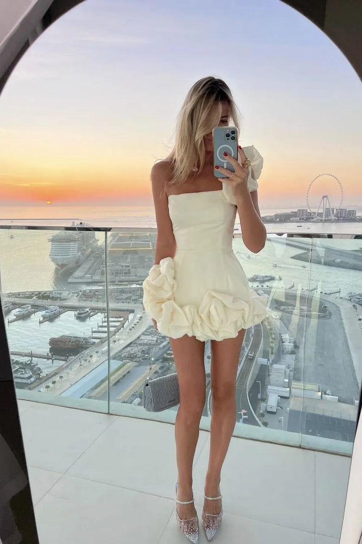 Georgia | Strapless Ruffle Hem Mini Dress