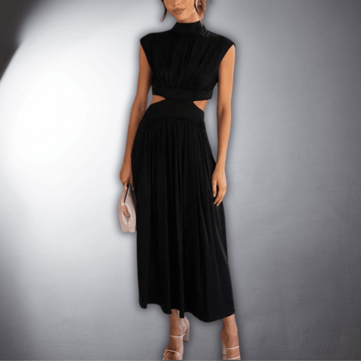 Emily | Wedding Guest Cut Out High Neck Midi Dress