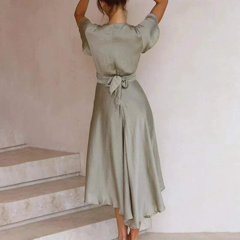 Amelia | Wedding Guest Tie Front Midi Dress