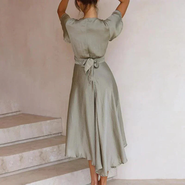 Amelia | Wedding Guest Tie Front Midi Dress