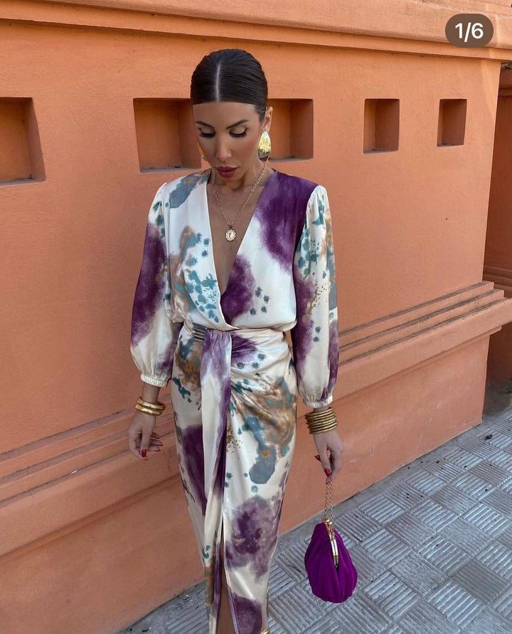 Ashley | Wedding Guest Printed Wrap Midi Dress