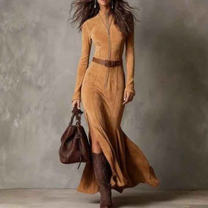 Charlotte | Tailored High Neck Split Maxi Dress