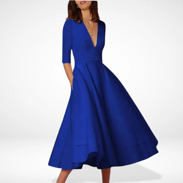 Audrey | Wedding Guest V-Neck Midi Dress
