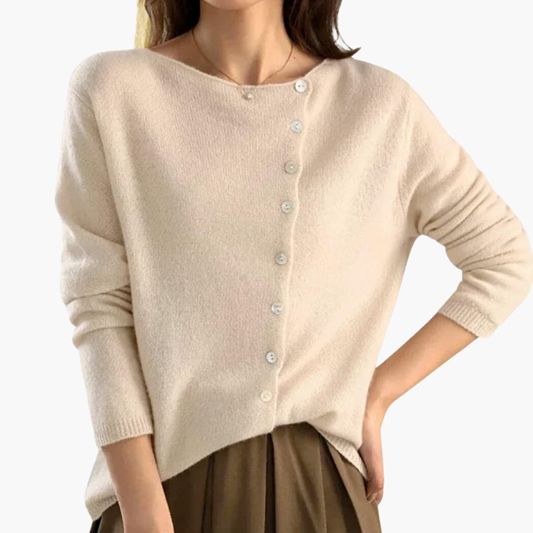 Brielle | Asymmetric Button Front Knit Cardigan