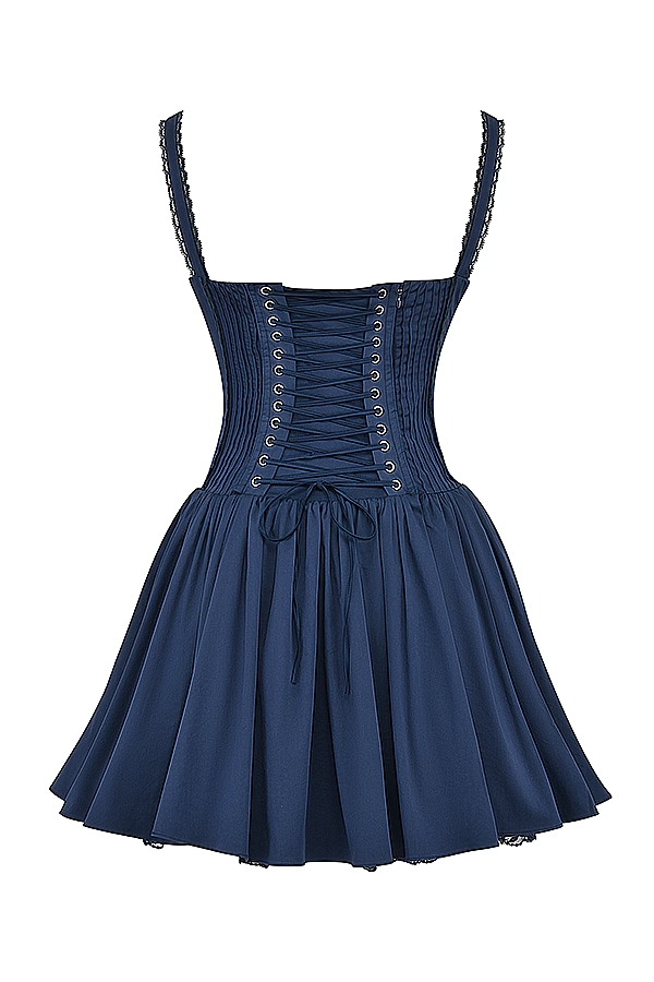 Isabella | Corset Lace Trim Mini Dress