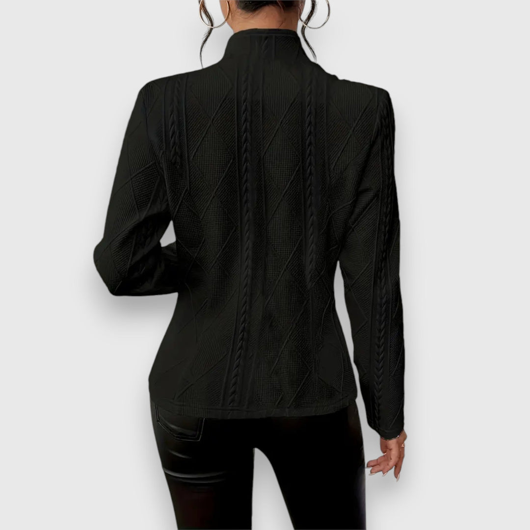 Victoria | Textured Button Front Long sleeve Jacket
