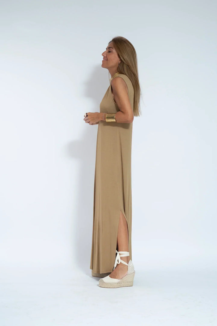 Odessa | Wedding Guest Sleeveless V Neck Maxi Dress