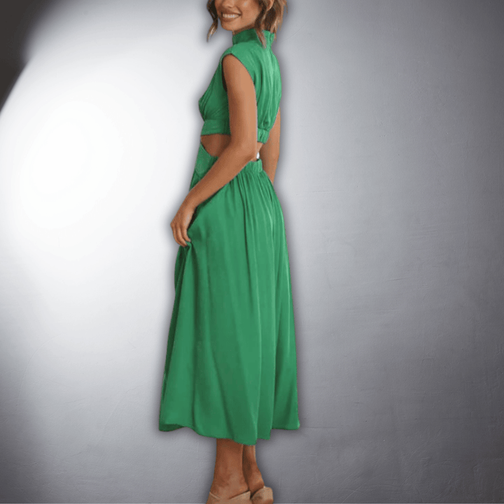 Emily | Wedding Guest Cut Out High Neck Midi Dress