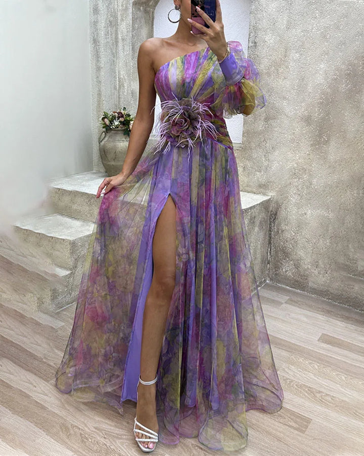 Valentina | Wedding Guest Floral One Shoulder Maxi Dress