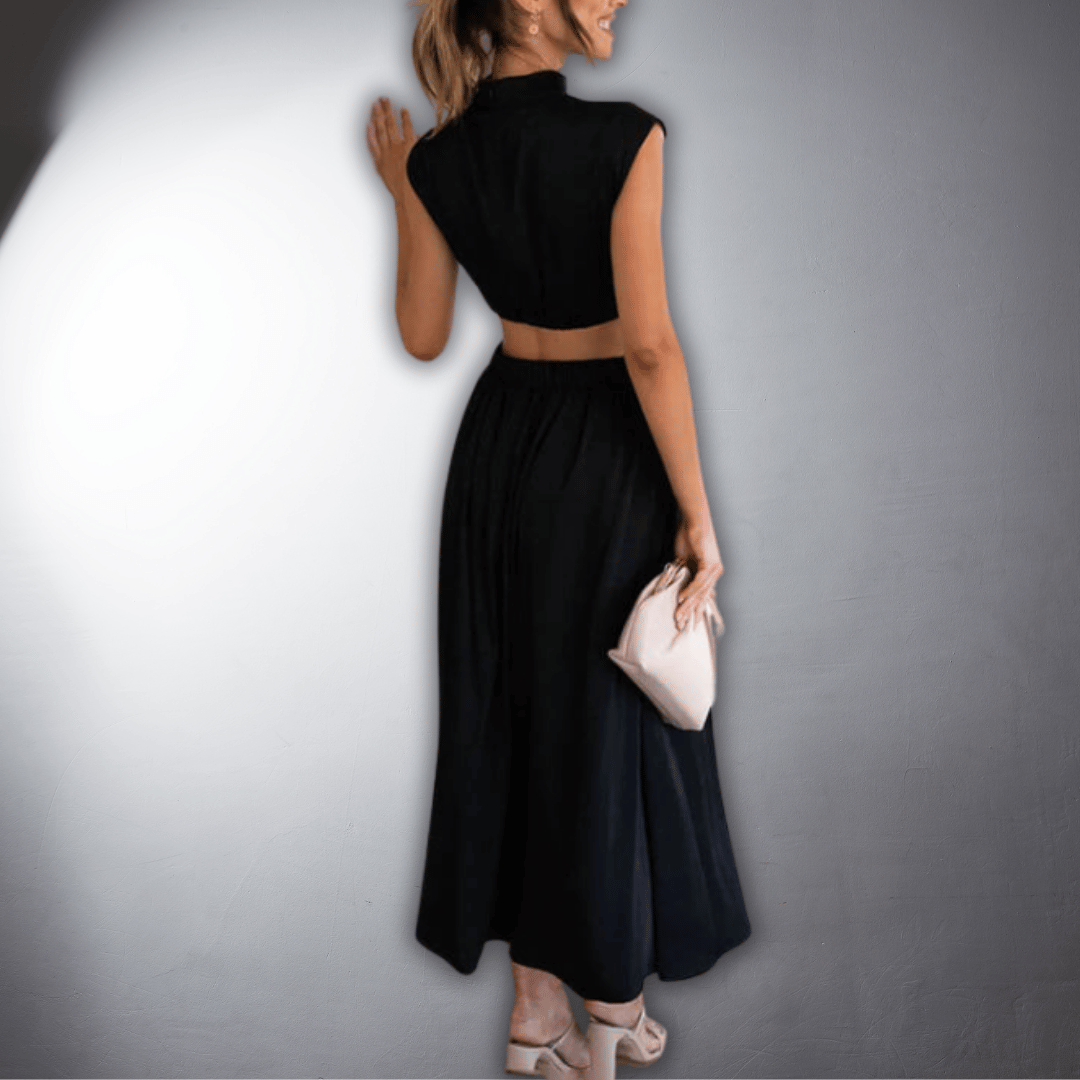 Emily | Wedding Guest Cut Out High Neck Midi Dress
