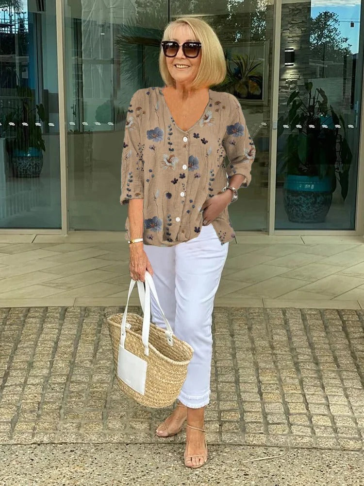 Chloe | Floral Print Button Front Blouse