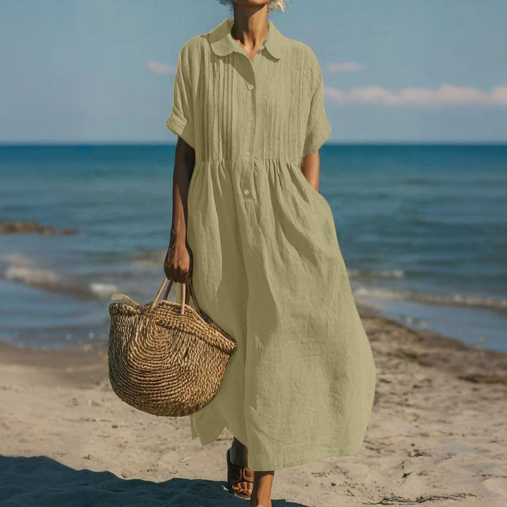 Eloise | Relaxed Button Front Linen Maxi Dress