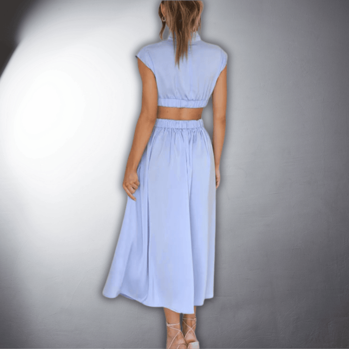 Emily | Wedding Guest Cut Out High Neck Midi Dress
