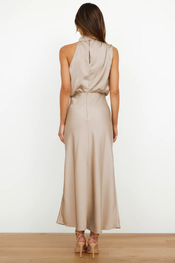 Vienna | Wedding Guest Satin Halter Midi Dress
