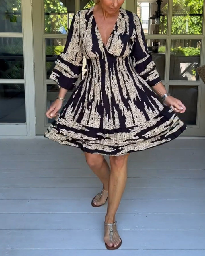 Sophie | Graduation Ruffle Sleeve Printed Mini Dress