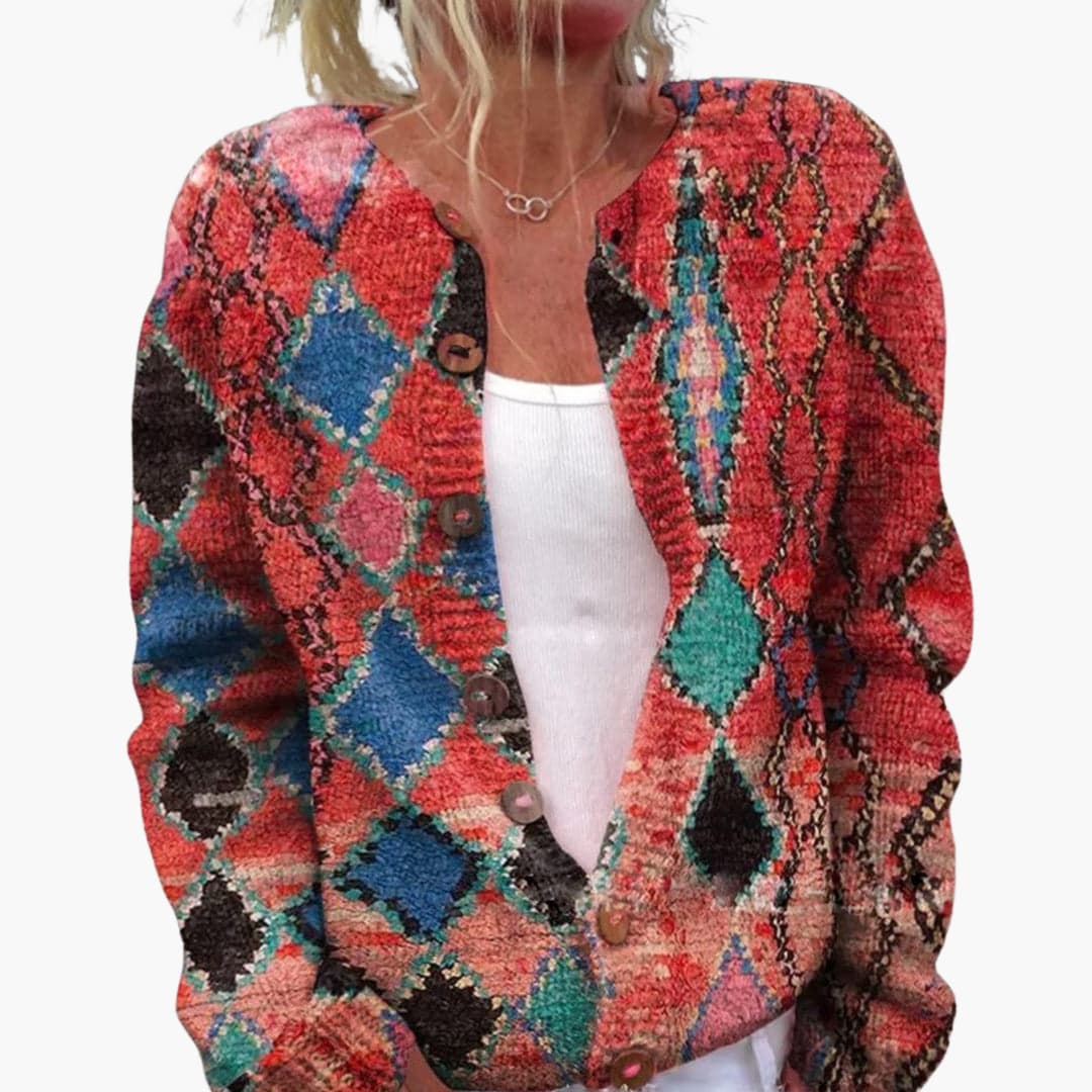 Sarah | Floral Print Button Front Knit Cardigan