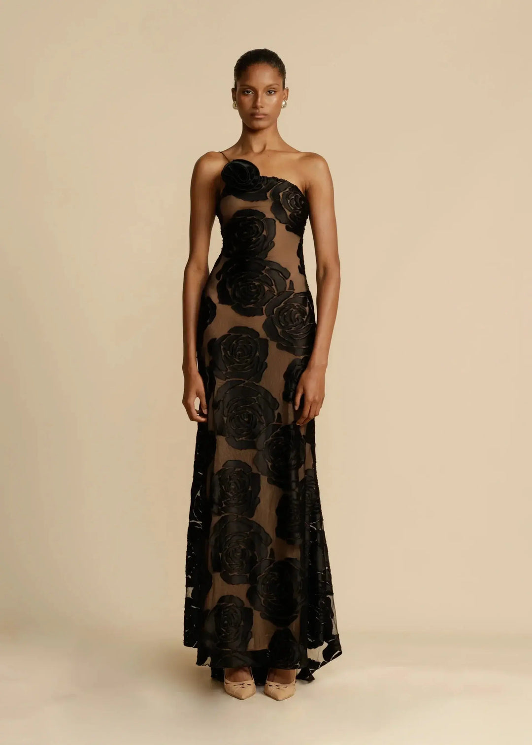 Jasmine | Floral One Shoulder Evening Maxi Dress