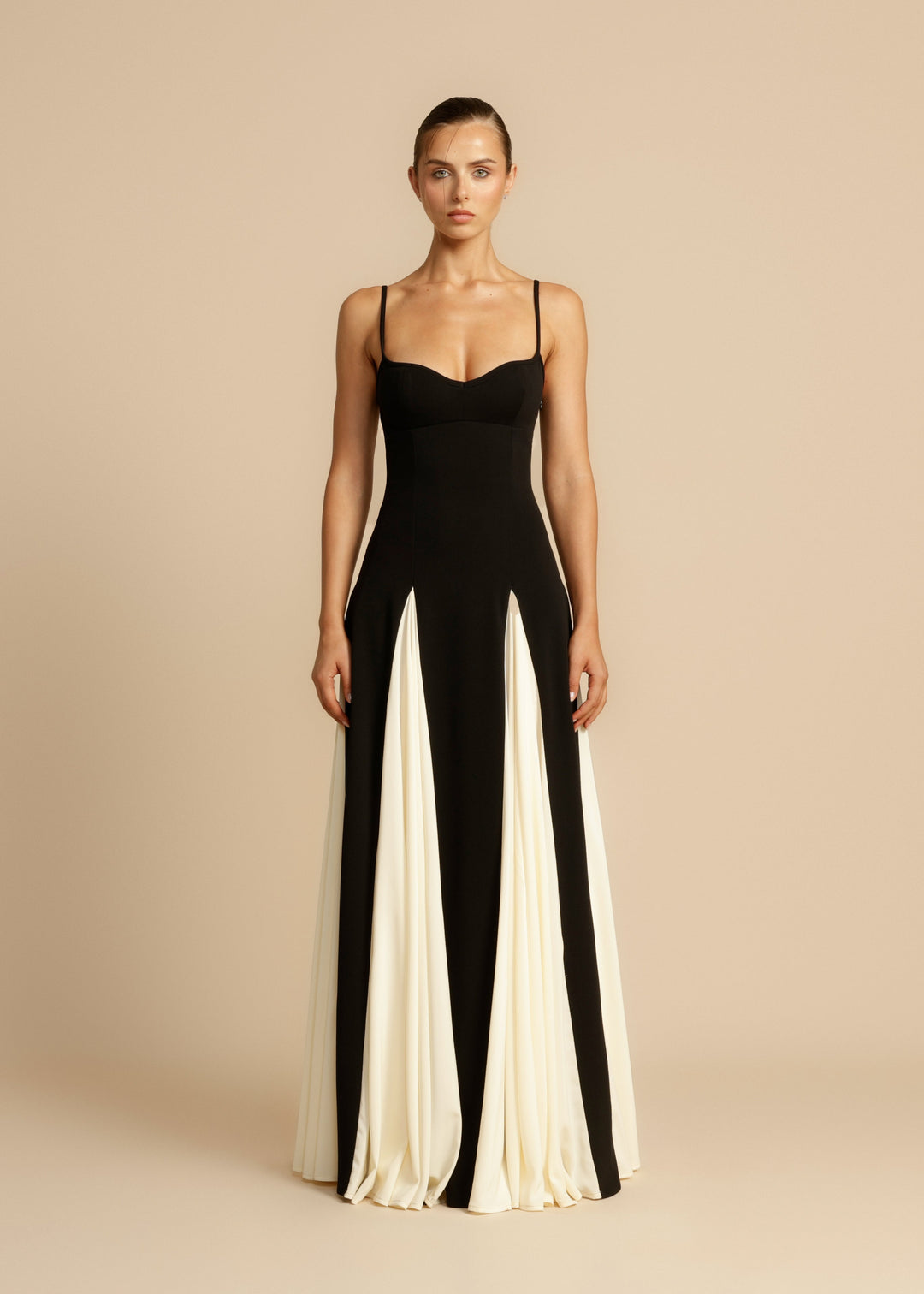 Arabella | Elegant Spaghetti Strap Colour Block Maxi Dress