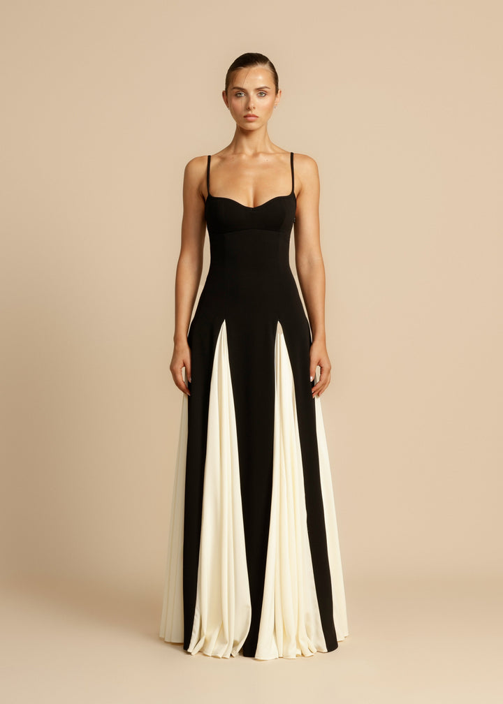 Arabella | Elegant Spaghetti Strap Colour Block Maxi Dress