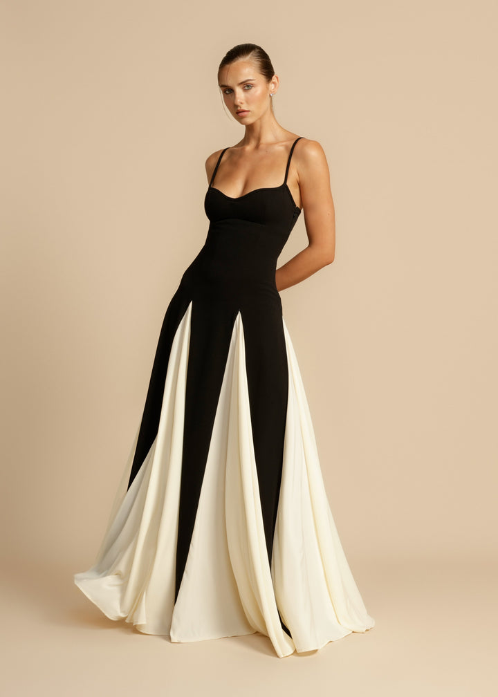 Arabella | Elegant Spaghetti Strap Colour Block Maxi Dress