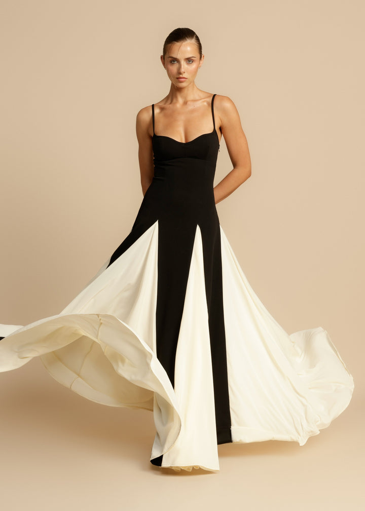 Arabella | Elegant Spaghetti Strap Colour Block Maxi Dress