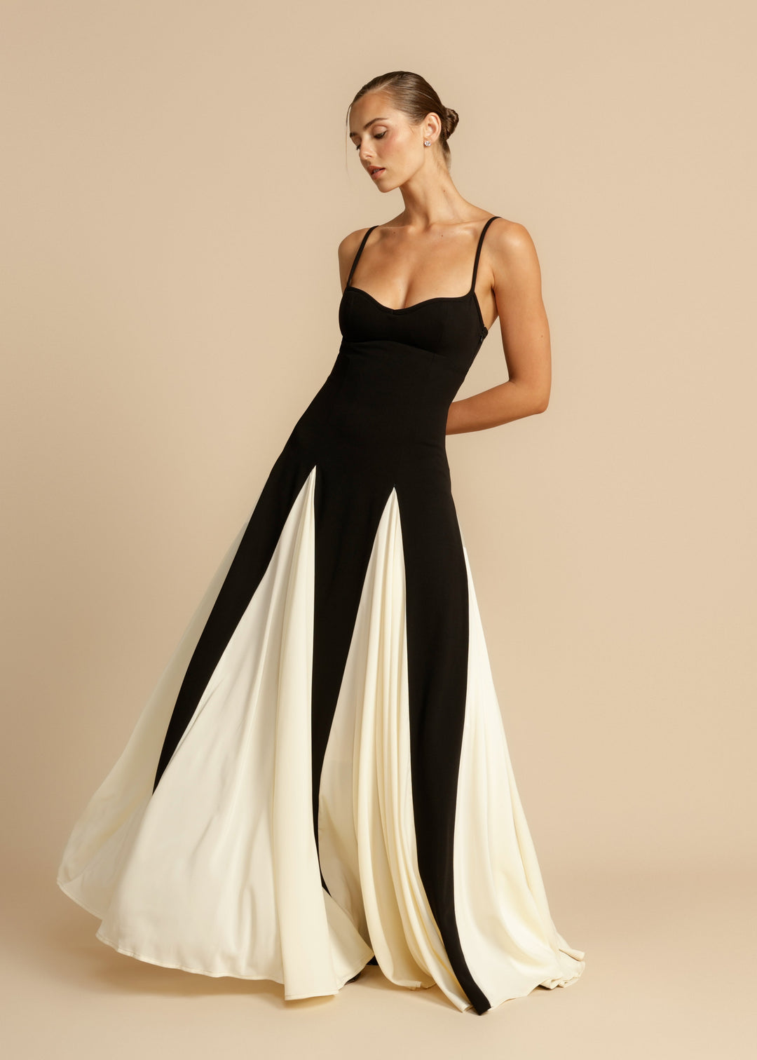 Arabella | Elegant Spaghetti Strap Colour Block Maxi Dress