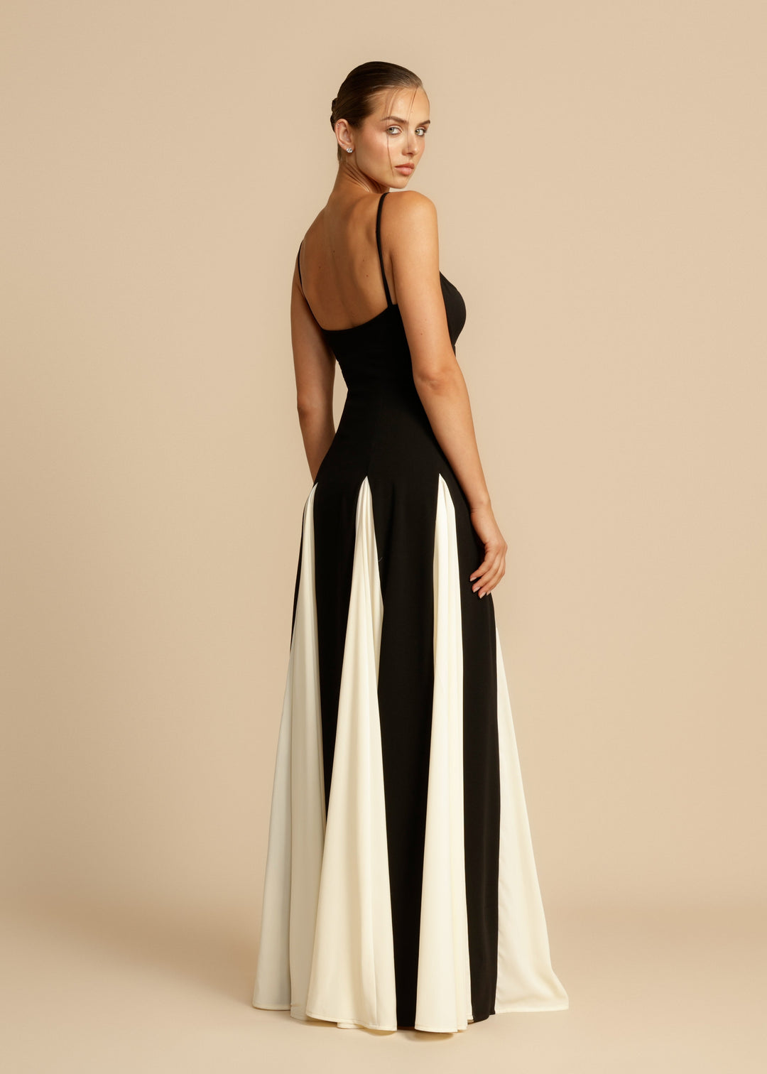 Arabella | Elegant Spaghetti Strap Colour Block Maxi Dress