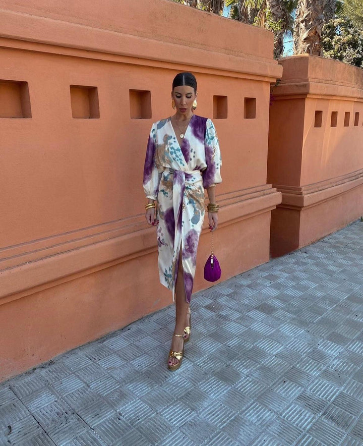 Ashley | Wedding Guest Printed Wrap Midi Dress