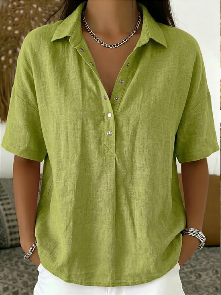 Abigail | Relaxed Fit Linen Collared Blouse