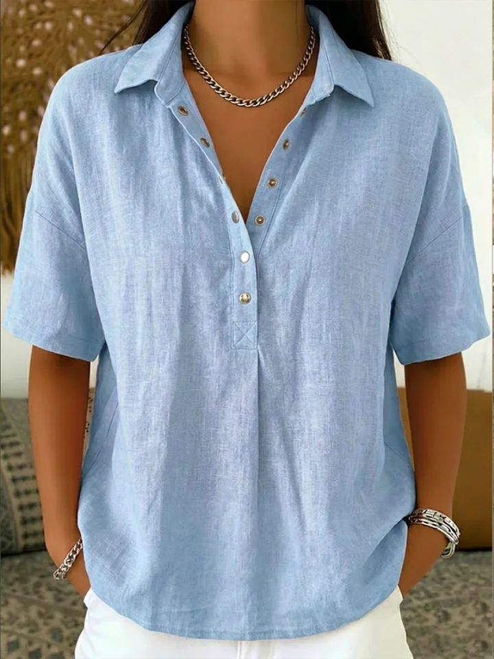 Abigail | Relaxed Fit Linen Collared Blouse