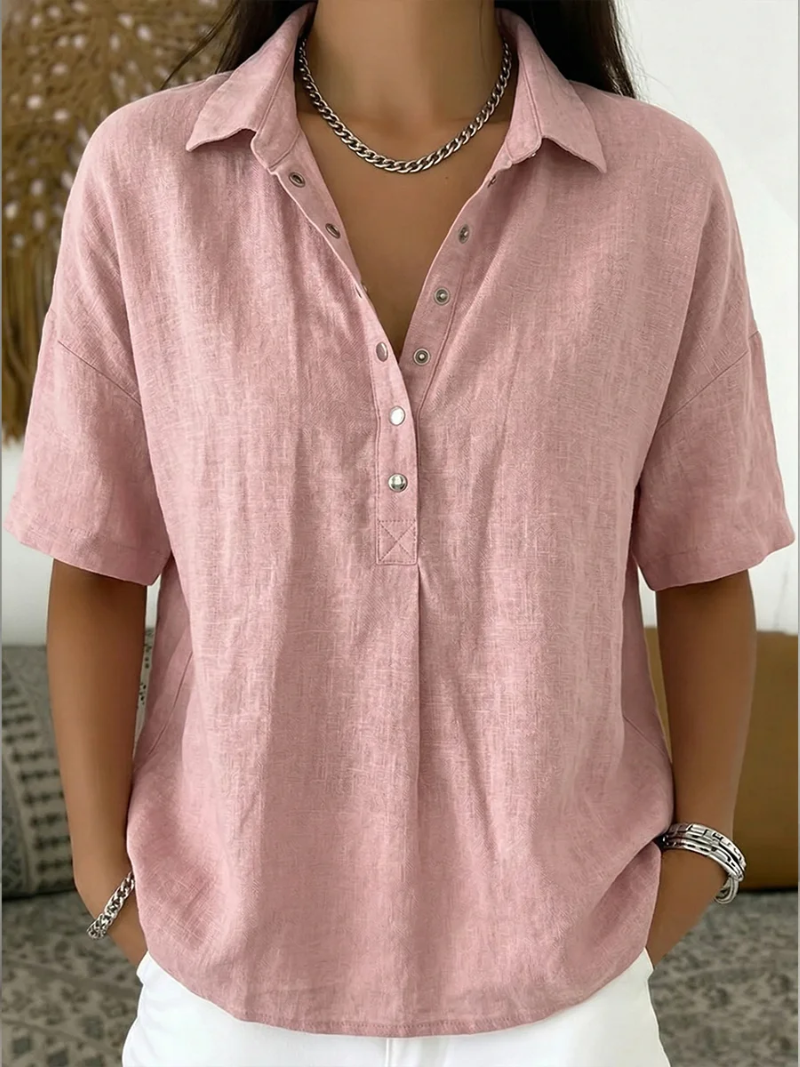 Abigail | Relaxed Fit Linen Collared Blouse