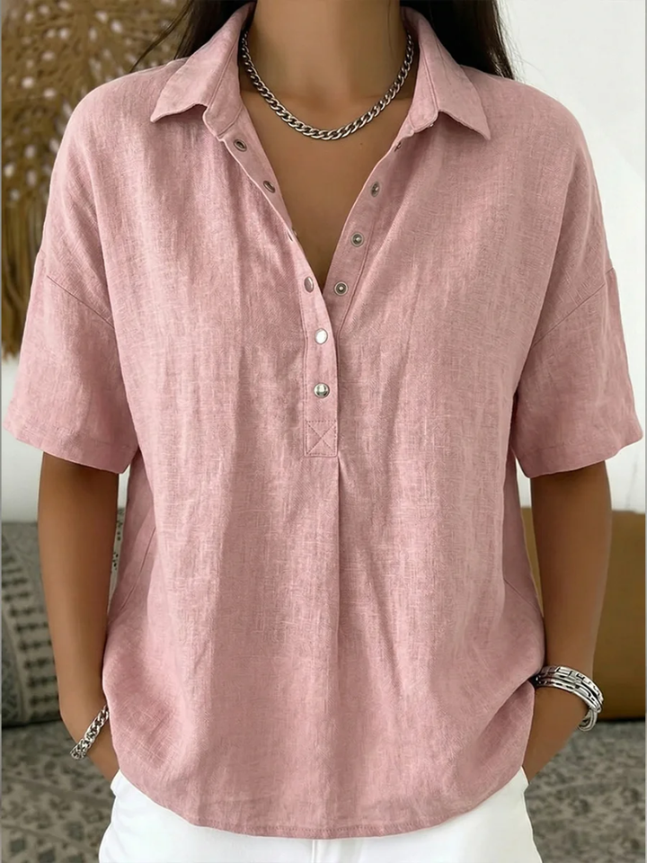 Abigail | Relaxed Fit Linen Collared Blouse