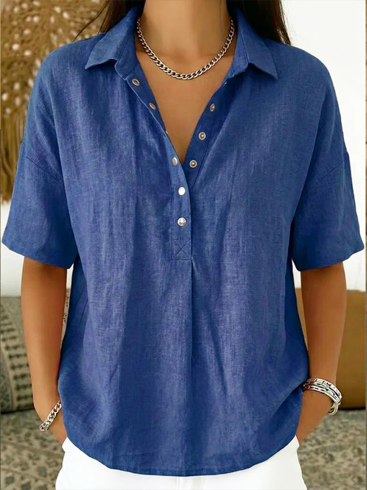 Abigail | Relaxed Fit Linen Collared Blouse