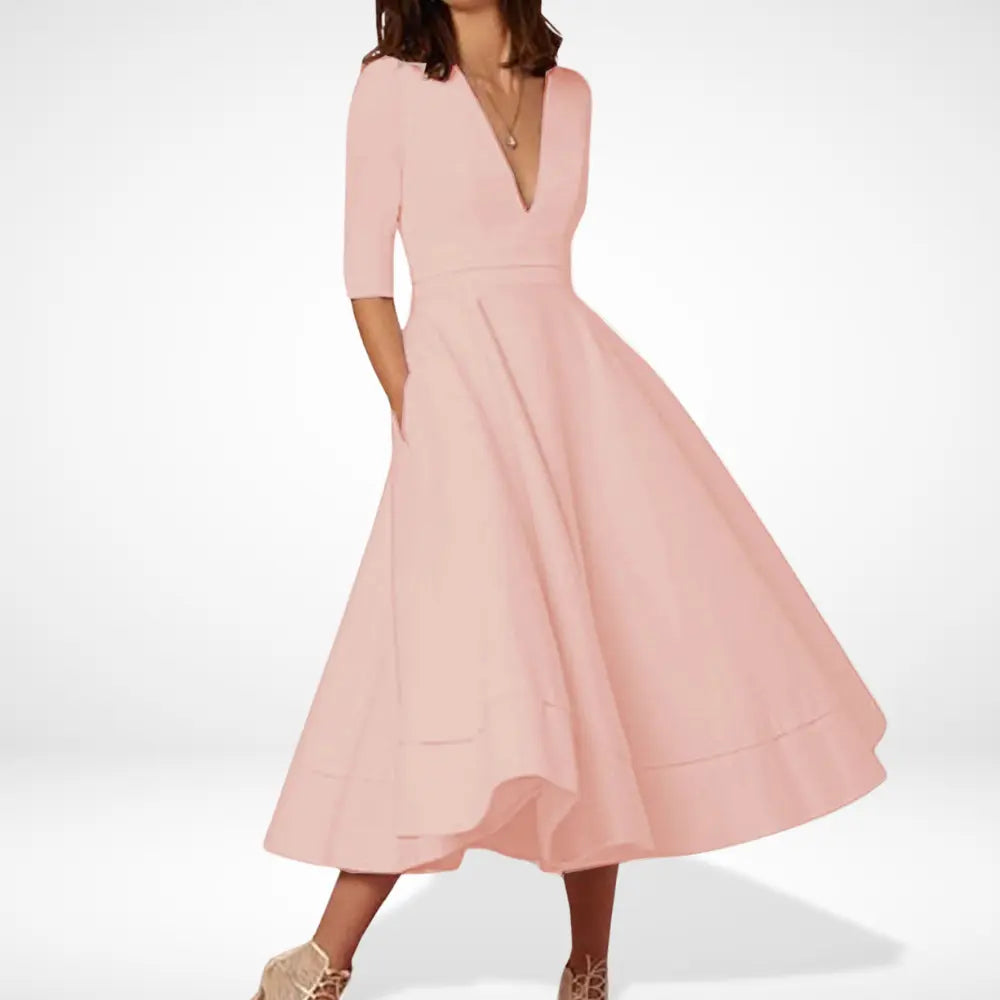 Audrey | Wedding Guest V-Neck Midi Dress