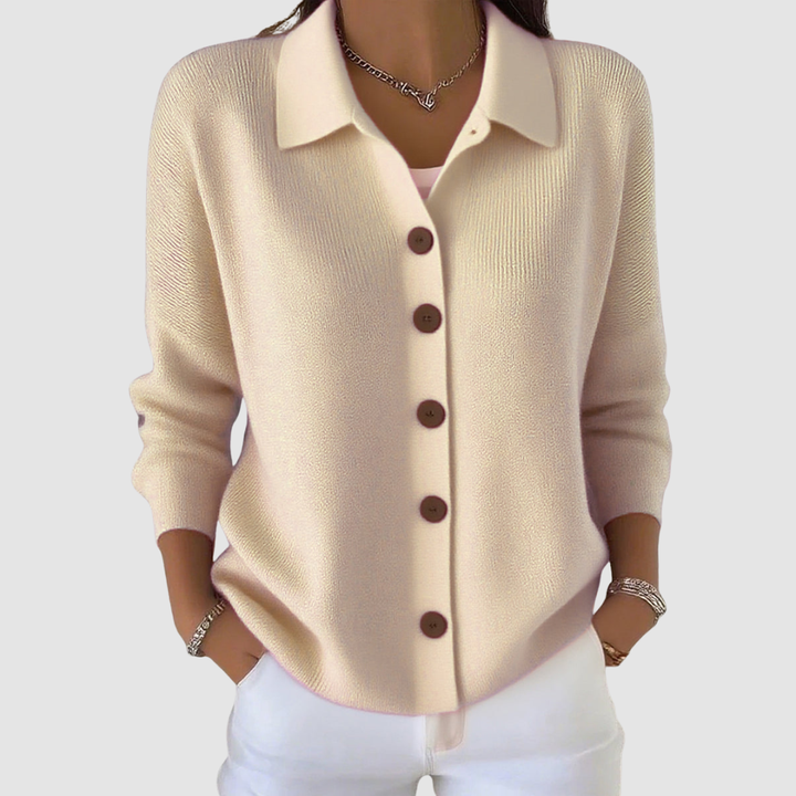 Amelia | Collared Button Front Knit Cardigan