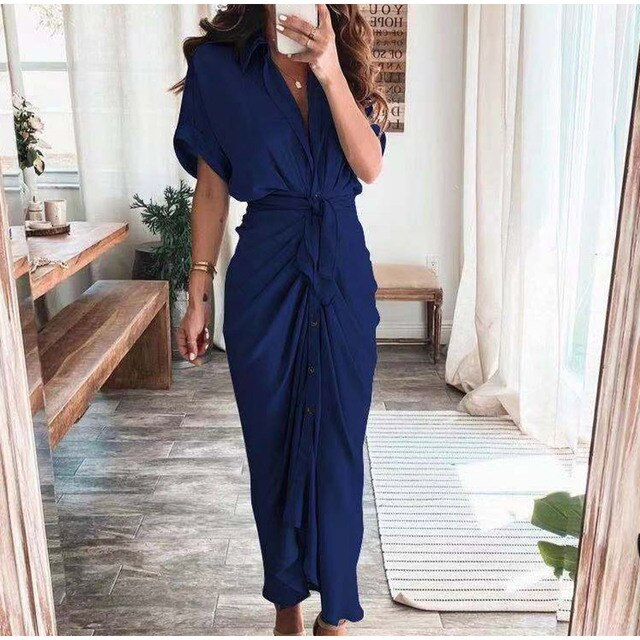 Freya | Wedding Guest Short Sleeve Shirt Dress
