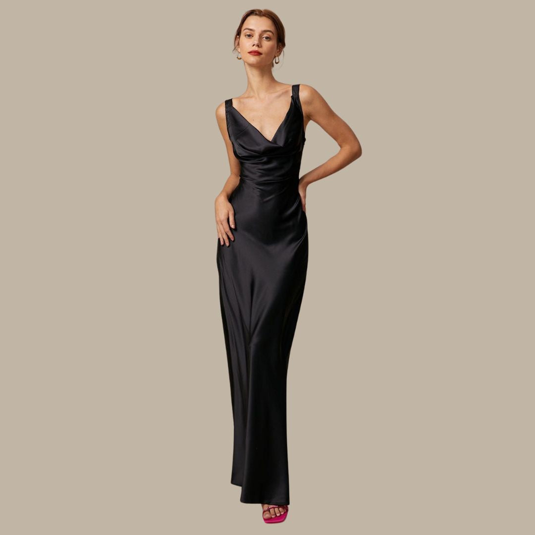 Juliette | Satin Cowl Neck Maxi Dress