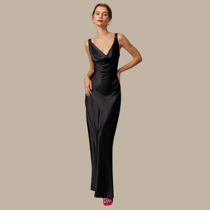 Juliette | Satin Cowl Neck Maxi Dress