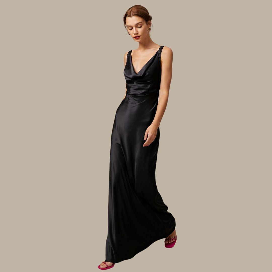 Juliette | Satin Cowl Neck Maxi Dress