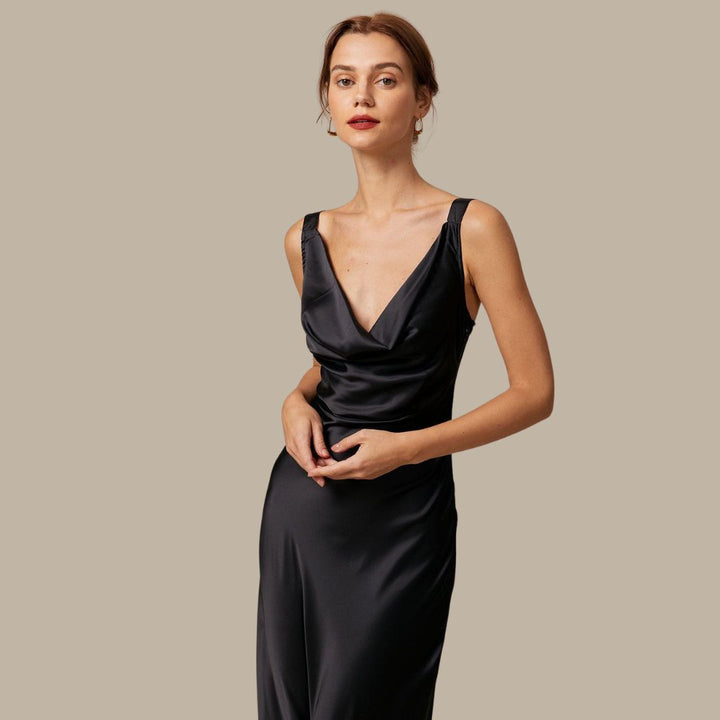 Juliette | Satin Cowl Neck Maxi Dress