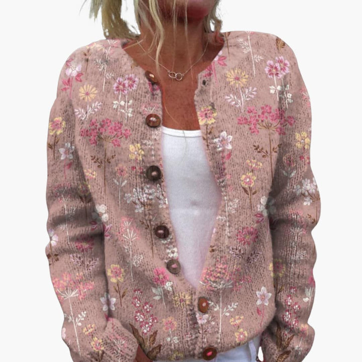 Sarah | Floral Print Button Front Knit Cardigan