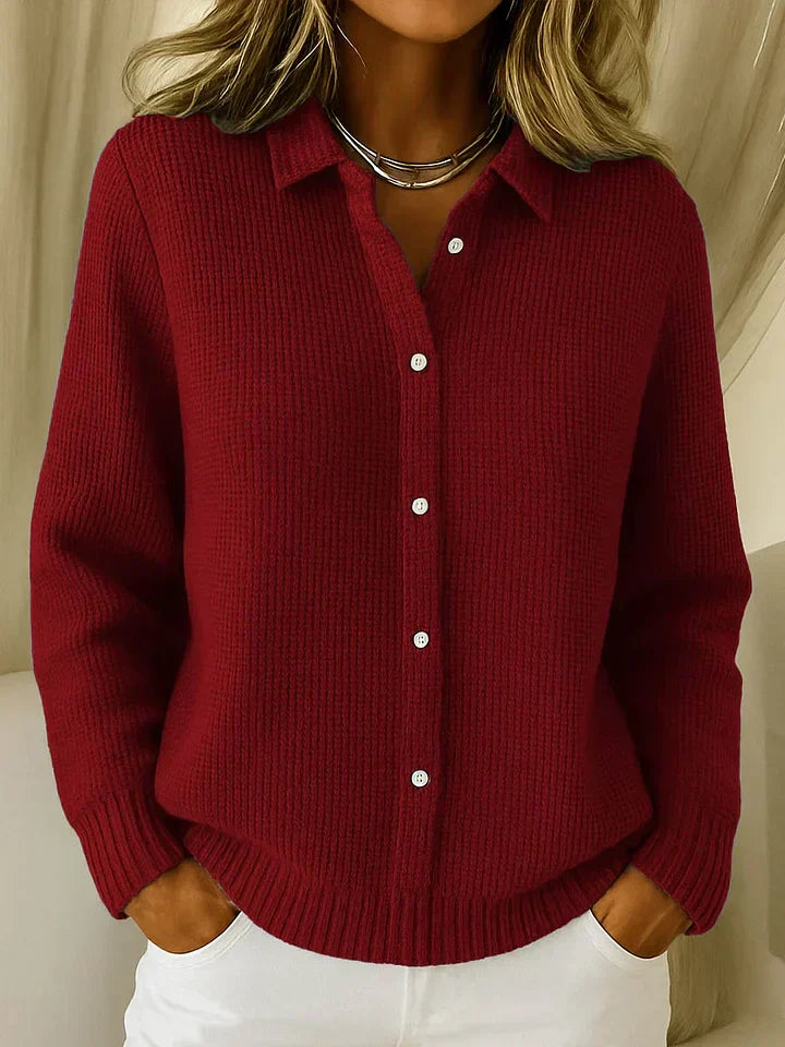 Ariana | Collared Button Front Knit Cardigan