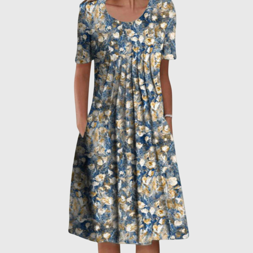 Celeste | Floral Round Neck Midi Dress