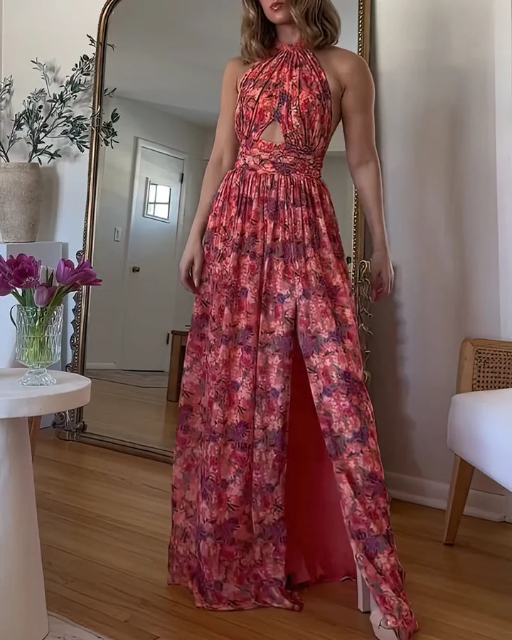 Isabella | Wedding Guest Floral Halter Maxi Dress