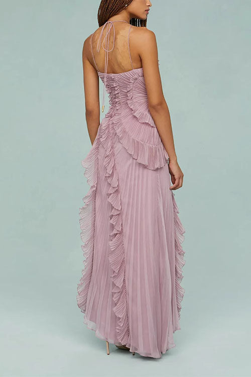 Emily | Wedding Guest Pleated Ruffle Maxi Dress