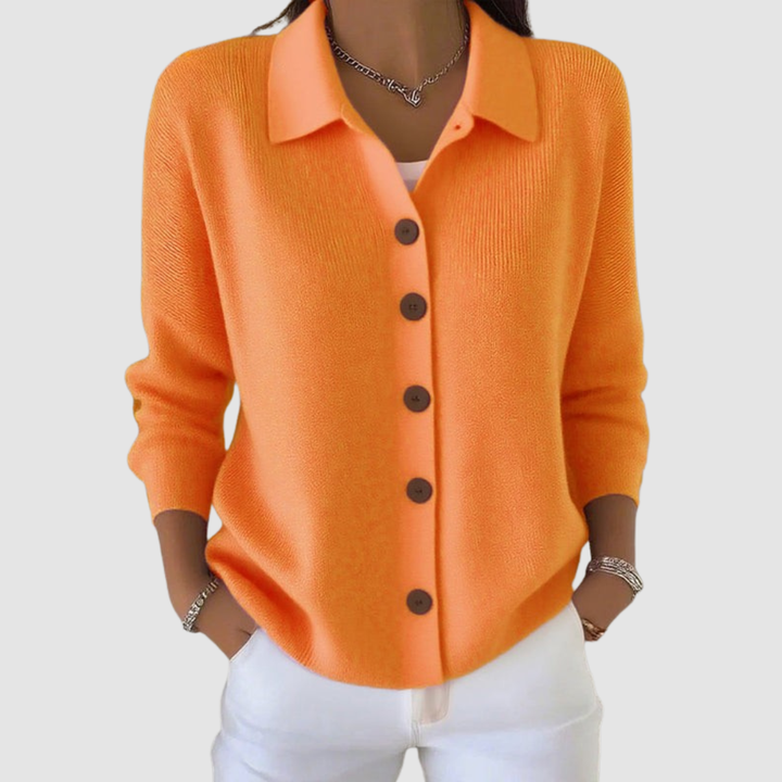 Amelia | Collared Button Front Knit Cardigan