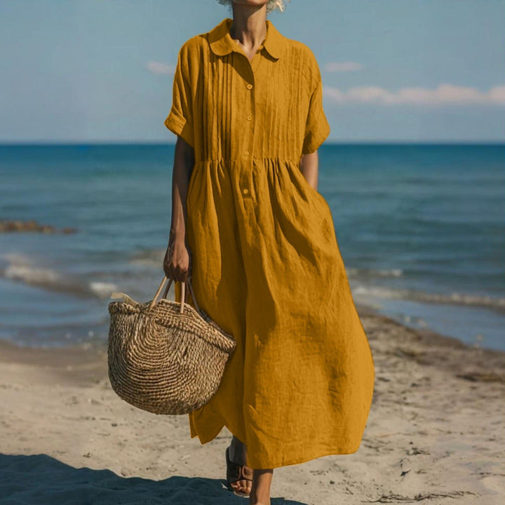 Eloise | Relaxed Button Front Linen Maxi Dress